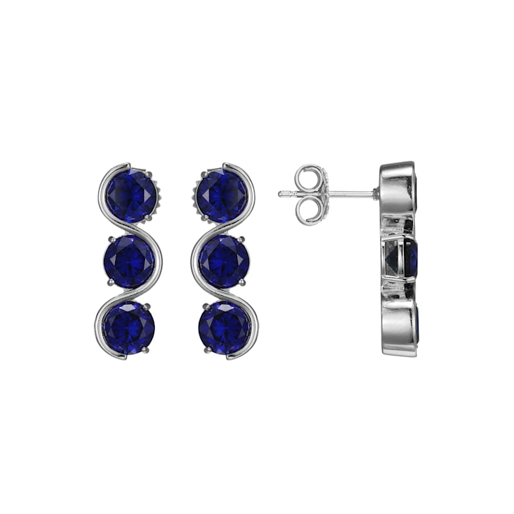 Lab Created Blue Sapphire Platinum Over Silver September Birthstone
Earrings 4.94ctw