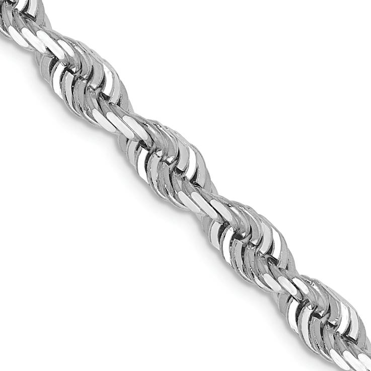 Rhodium Over 14k White Gold 5mm Diamond-Cut Solid Quadruple Rope Link 24
Inch Chain