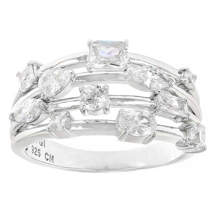 Multi-Row CZ Ring 2.21ctw In Sterling Silver