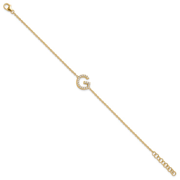 14k Yellow Gold Diamond Sideways Letter G Bracelet