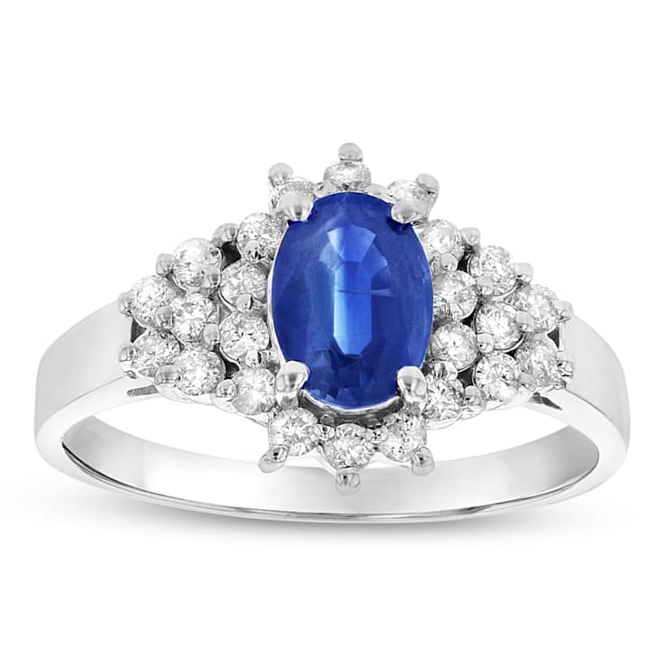 1.10ctw Sapphire and Diamond Ring in 14k White Gold