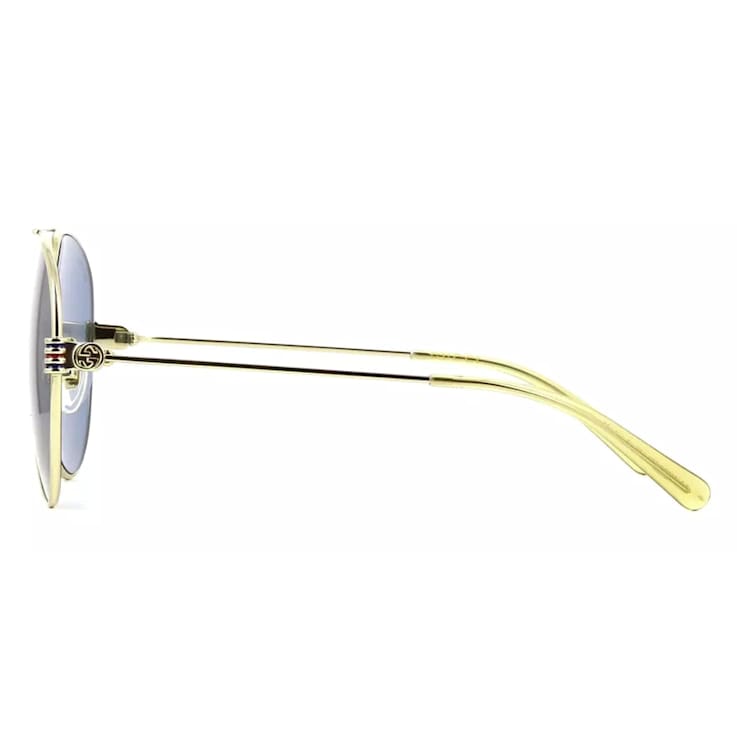 Gucci Gold Tone Yellow Aviator Frame / Blue Lens Sunglasses