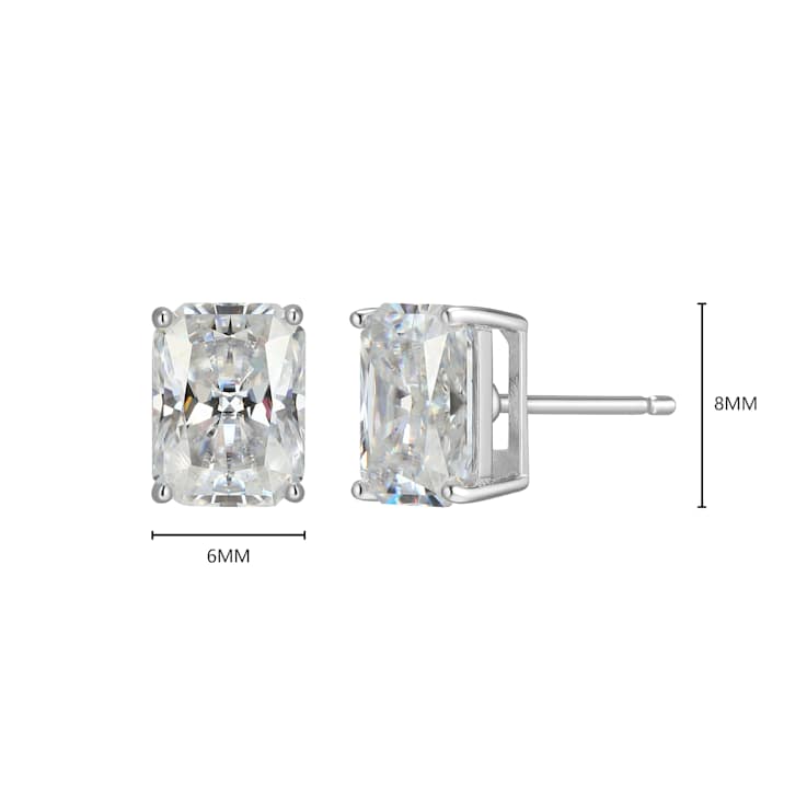 Emerald Cut Moissanite Platineve Stud Earrings 3.50ctw DEW