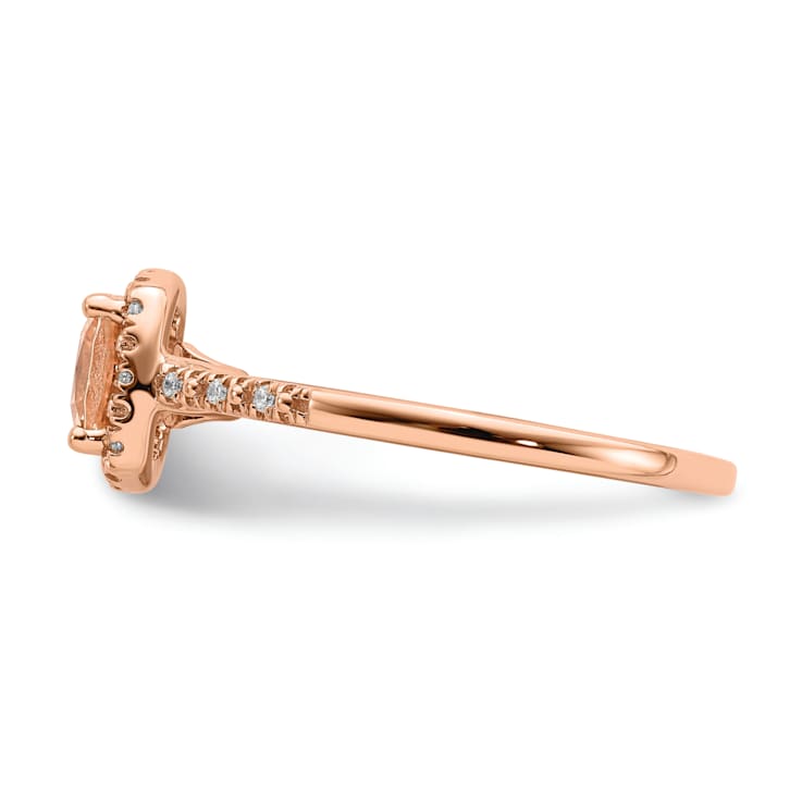 14K Rose Gold Morganite Diamond Halo Engagement Ring