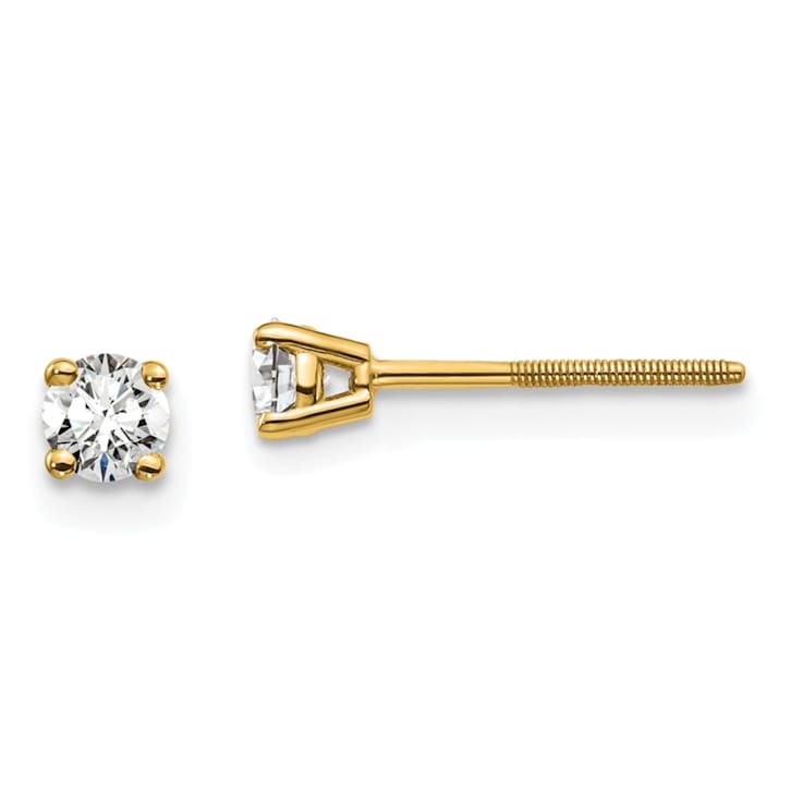 14K Yellow Gold Lab Grown Diamond 1/4ctw VS/SI GH Screw Back 4 Prong Earrings