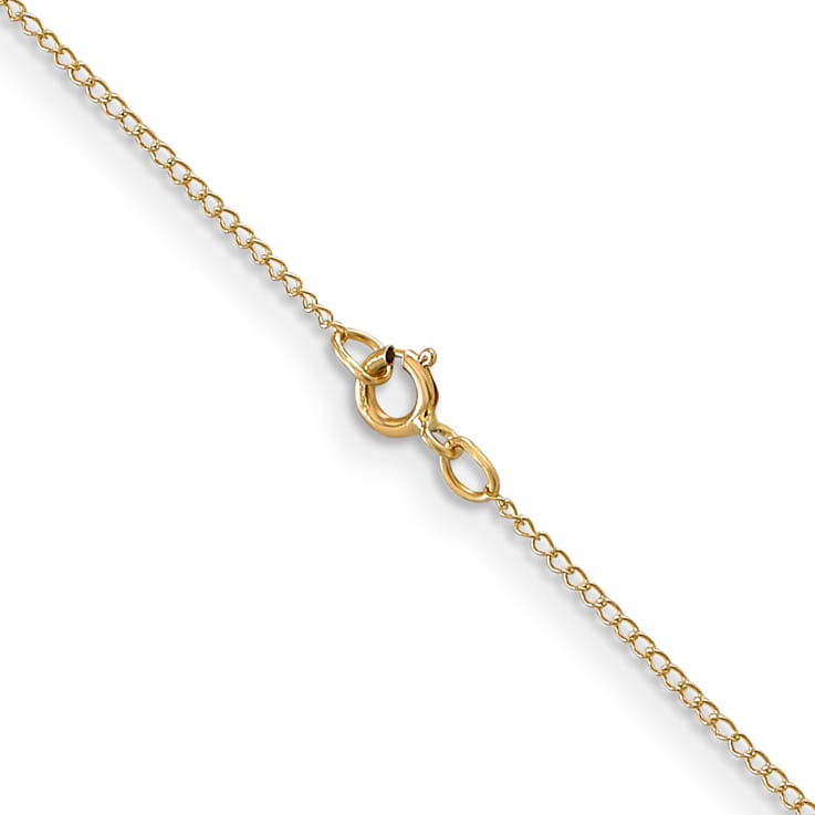 14k Yellow Gold 0.5mm Solid Curb 24 Inch Chain