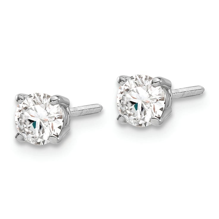 Rhodium Over 14K White Gold 3/4ct. 4.5mm Round G H I True Light
Moissanite Screwback Earrings