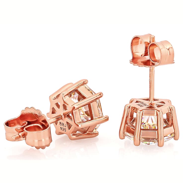 Diamond Simulant Heptagon Stud Earrings In 18K Rose Gold Over Sterling
Silver 5.10ctw