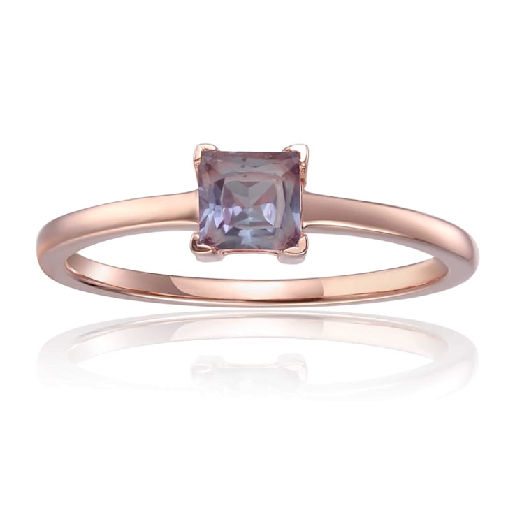 Square Lab Created Alexandrite 14K Rose Gold Over Sterling Silver
Solitaire Ring, 0.55ct