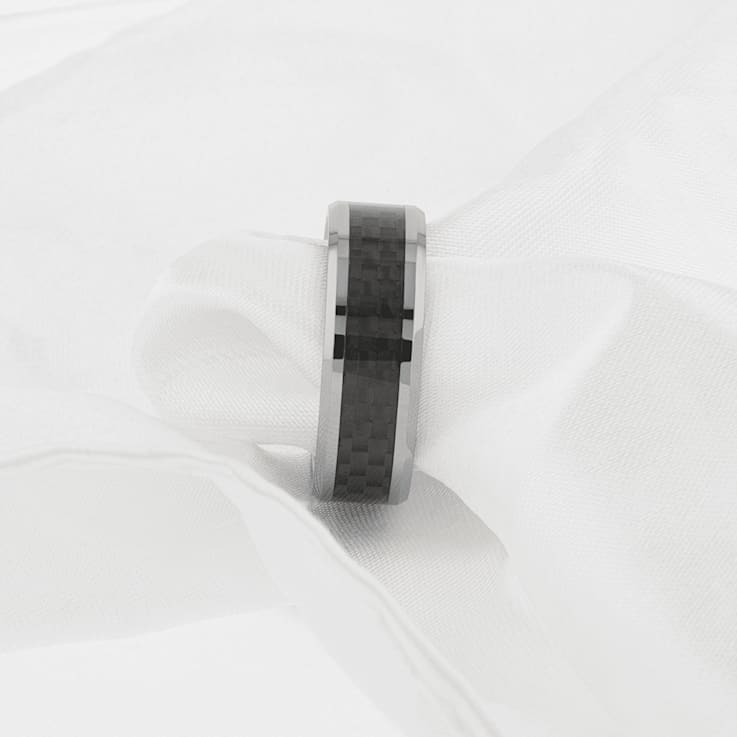 MAXIMUS Black Carbon Fiber Inlay Tungsten Carbide Wedding Band 12mm
