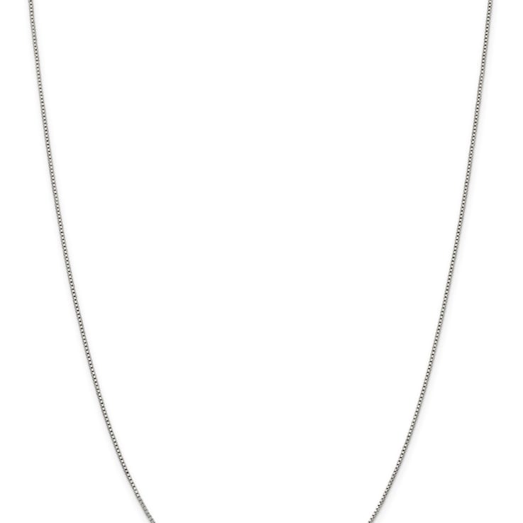 Rhodium Over Sterling Silver 0.9mm Box Chain with 2-inch Extension
