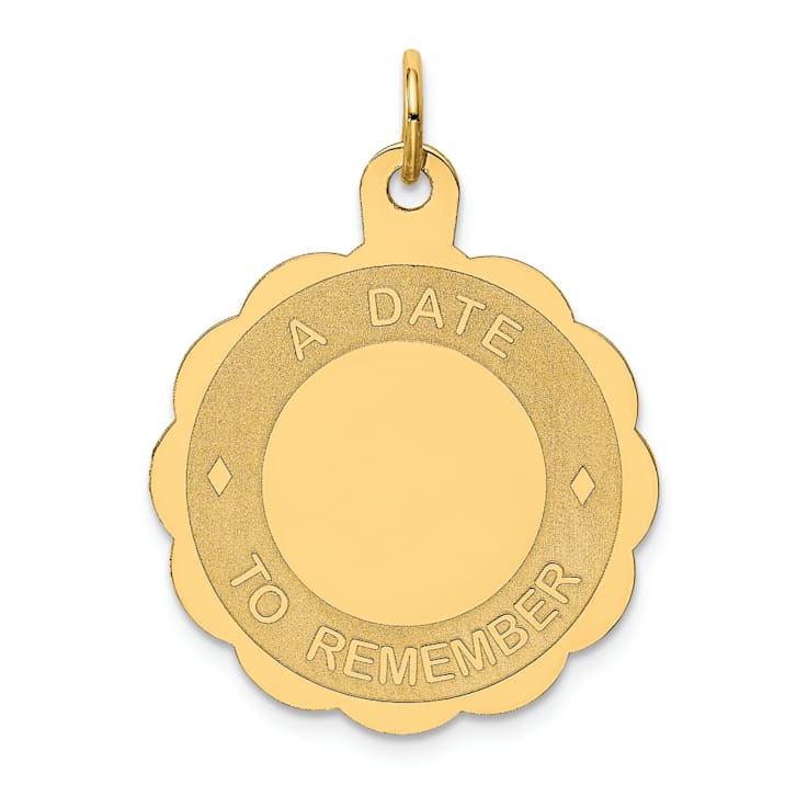 14k Yellow Gold Textured A Date To Remember Disc Charm