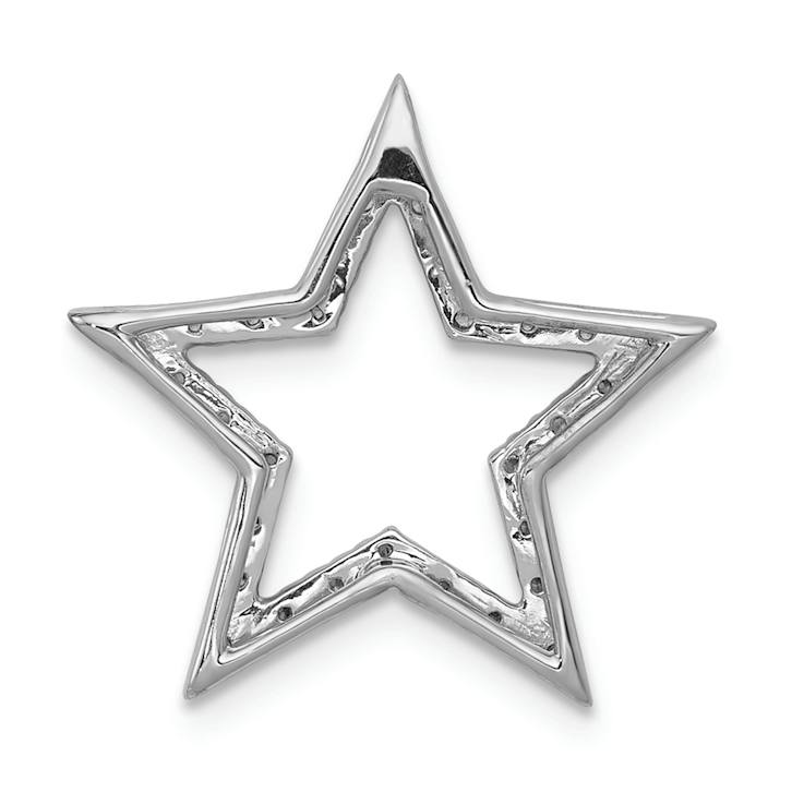 Rhodium Over 14k White Gold Diamond Star Chain Slide Pendant