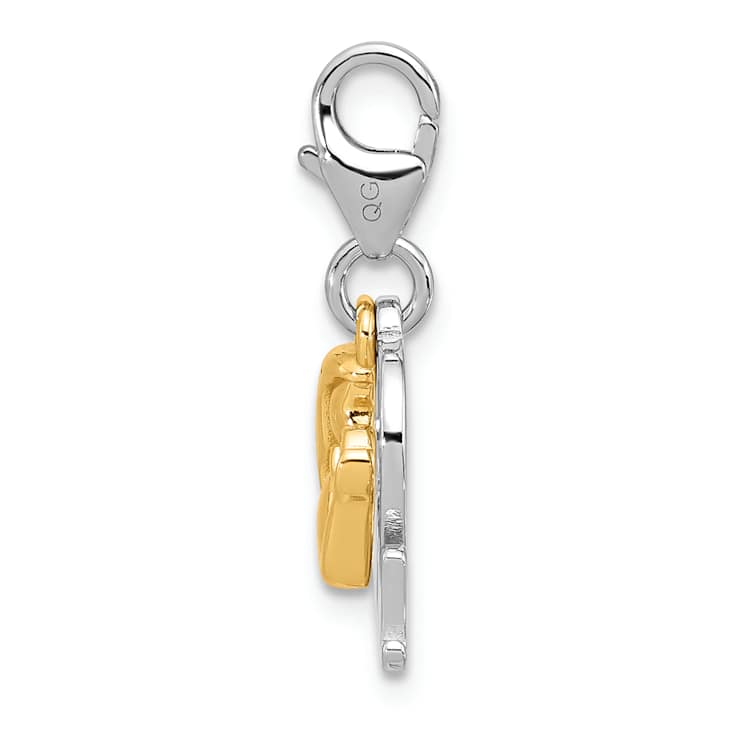 Sterling Silver and Gold Tone Rhodium Over Sterling Silver Cubic
Zirconia Mother's Love Mom Charm