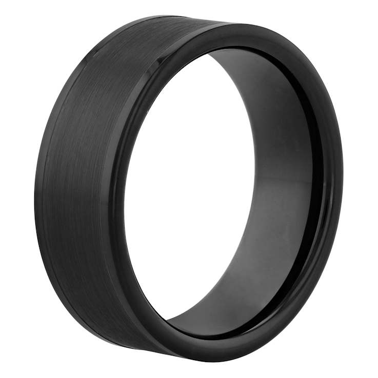 Robert Alton Men's Black Ion Plated 8mm Band Ring In Tungsten