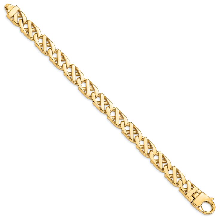 14k Yellow Gold 10.2mm Hand-Polished Fancy Link Bracelet