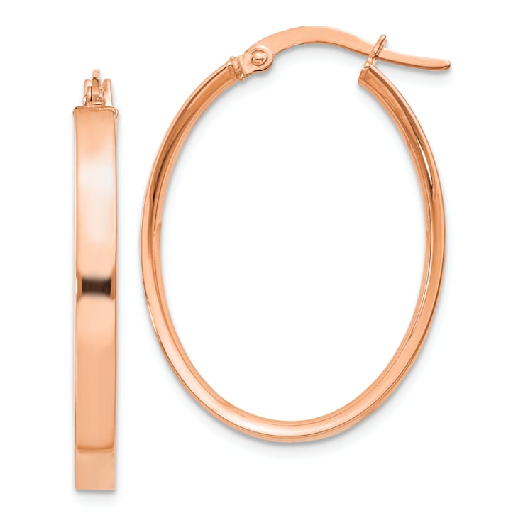 14k Rose Gold 1 3/16" Oval Hoop Earrings