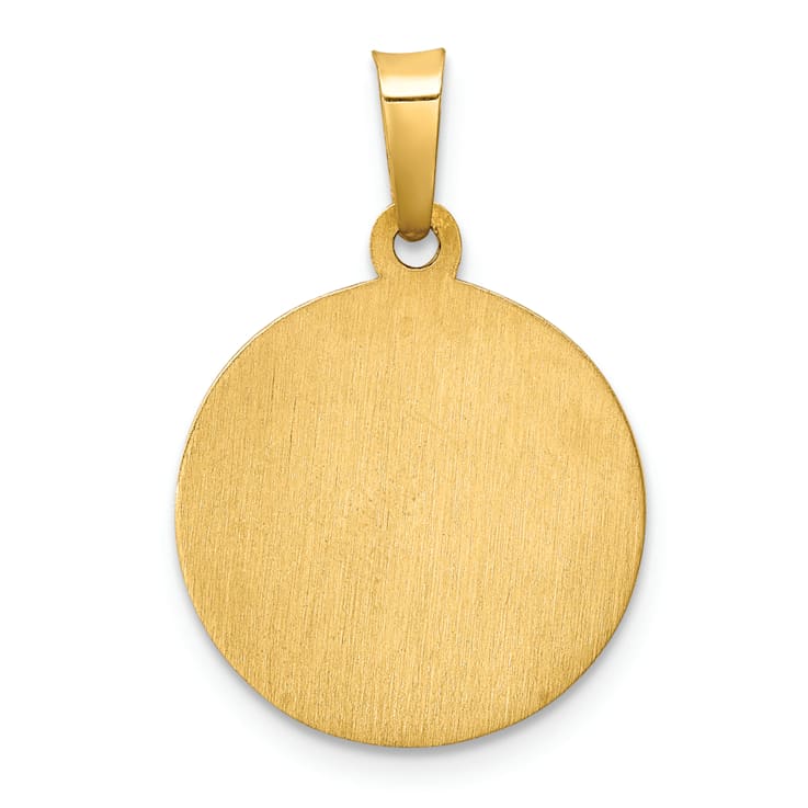 14K Yellow Gold Polished and Satin St Jude Thaddeus Medal Hollow Pendant