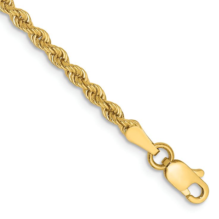 10k Yellow Gold 2.5mm Rope Link Bracelet