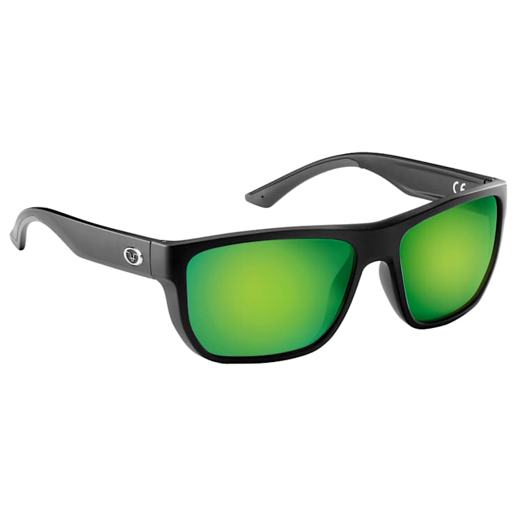 Flying Fisherman Waypoint Polarized Sunglasses Matte Black Frame/Amber
Green Mirror Lens