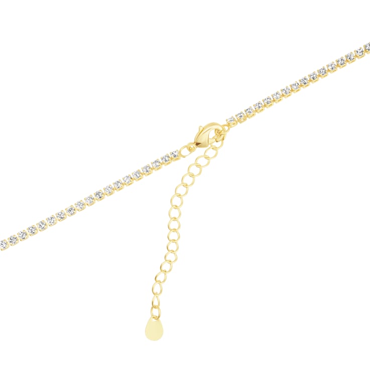 CZ Initial N Tennis Necklace And Pendant Set In 14K Gold Over Brass 4.05ctw