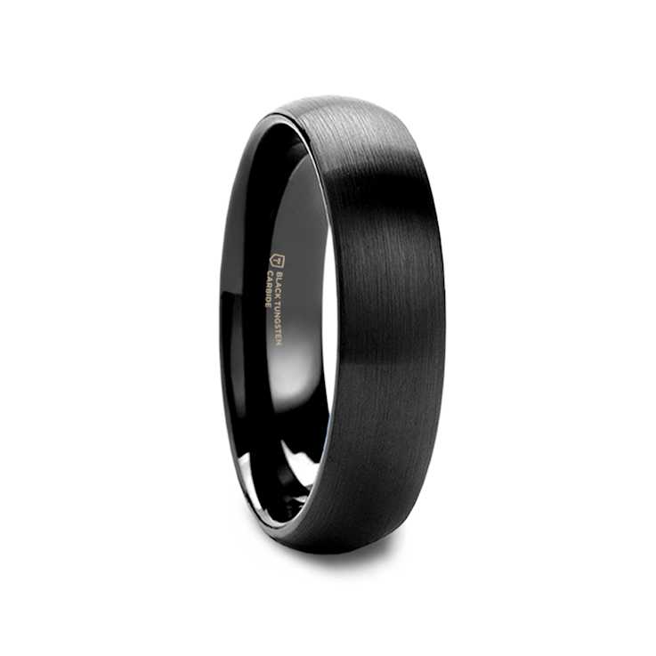 RAIDER Domed Brush Finished Black Tungsten Wedding Band 4mm