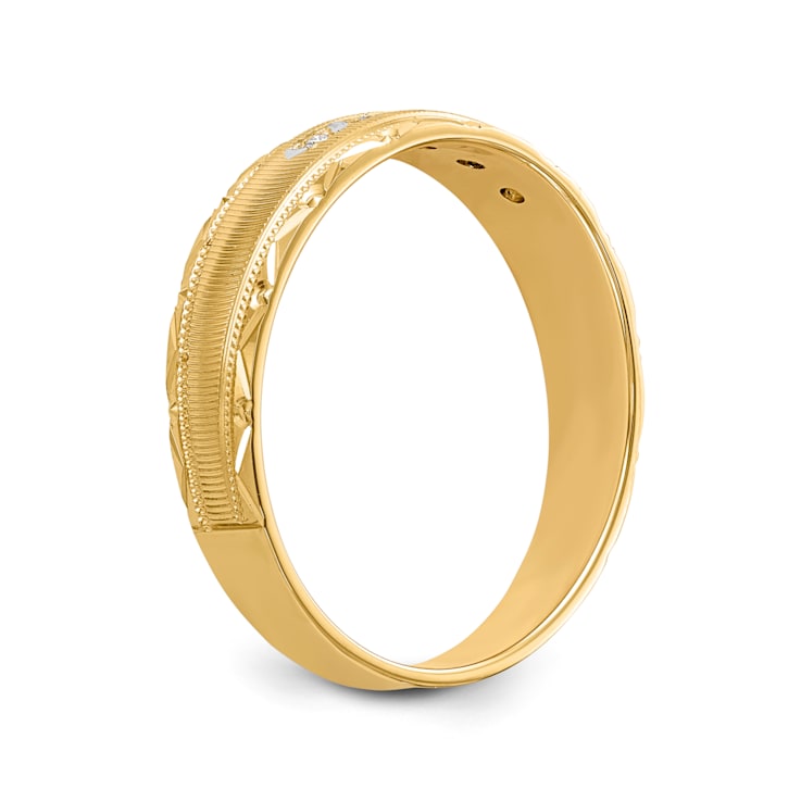 14K Yellow Gold AA Quality Mens Wedding Band