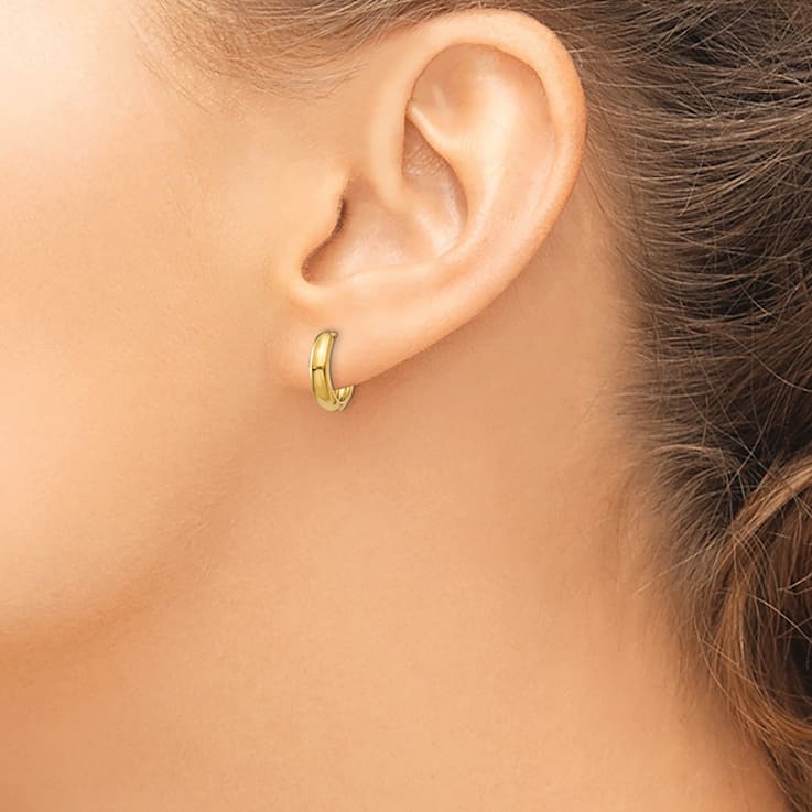 14K Yellow Gold 7/16" Polished Hinged Hoop Earrings