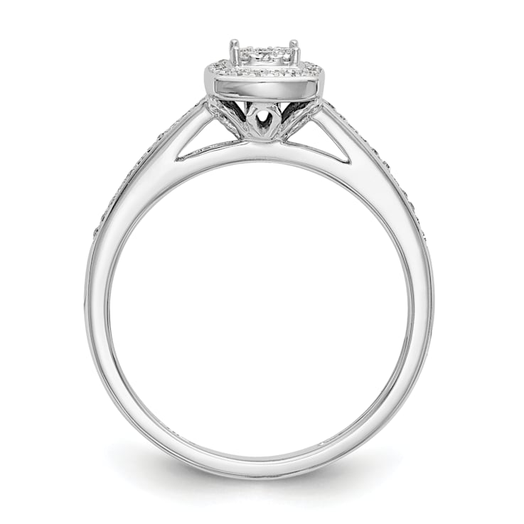 Rhodium Over 14K White Gold Lab Grown Diamond Cluster Engagement Ring 0.202ctw