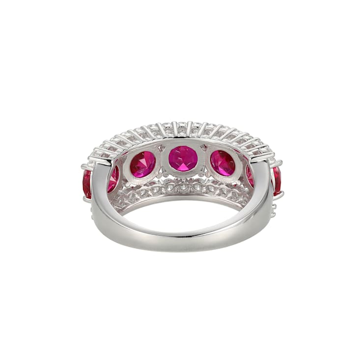 Lab Created Ruby And White Cubic Zirconia Platinum Over Sterling Silver
Ring 5.20ctw