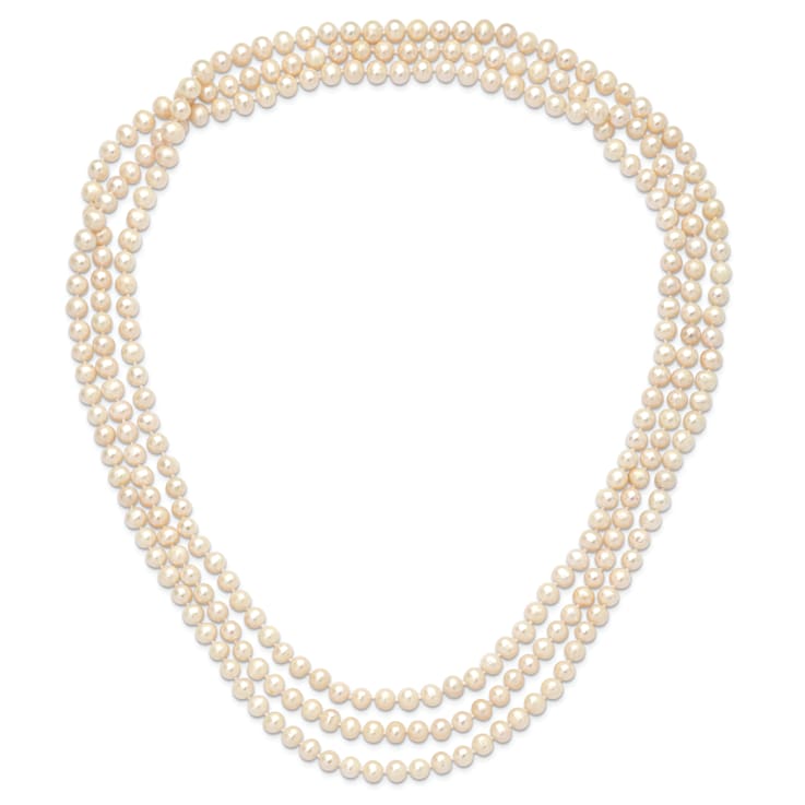 7-8mm White Freshwater Cultured Pearl 76-inch Slip-on Necklace