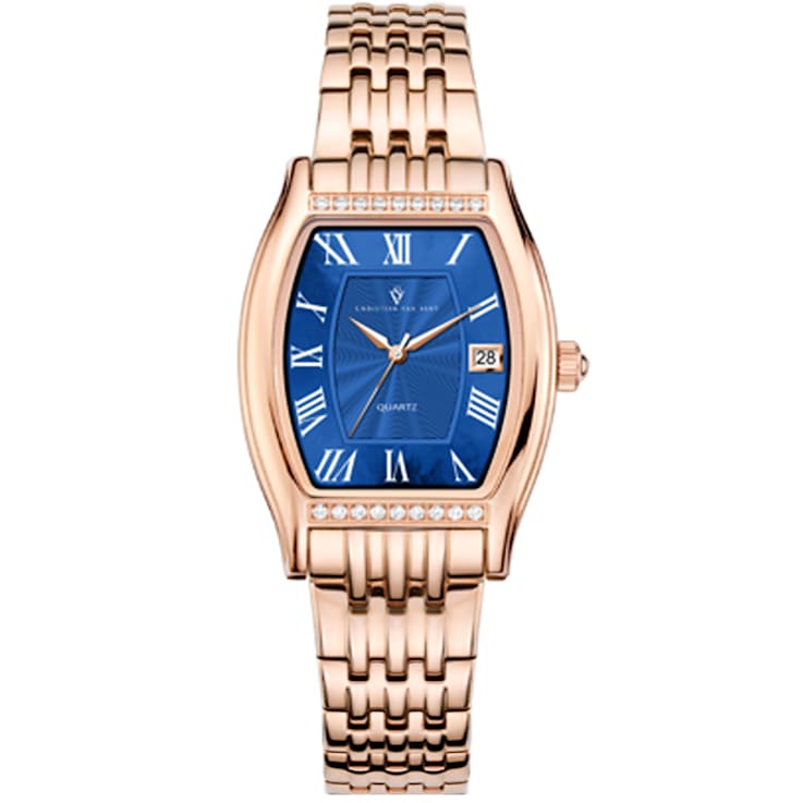 Christian Van Sant Women's Gemma Blue Dial, Rose Stainless Steel Watch