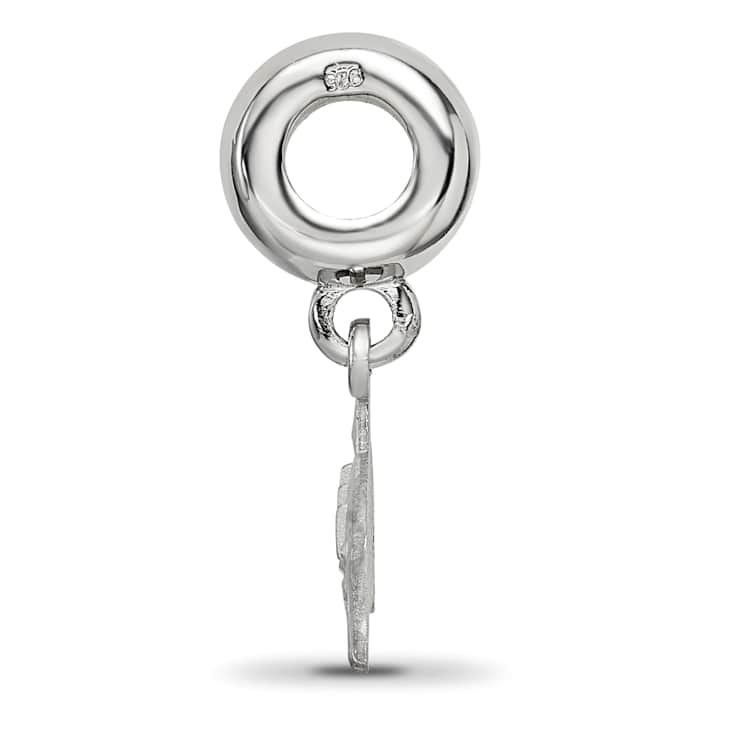 Rhodium Over Sterling Silver LogoArt Delta Delta Delta Dolphin on Bead