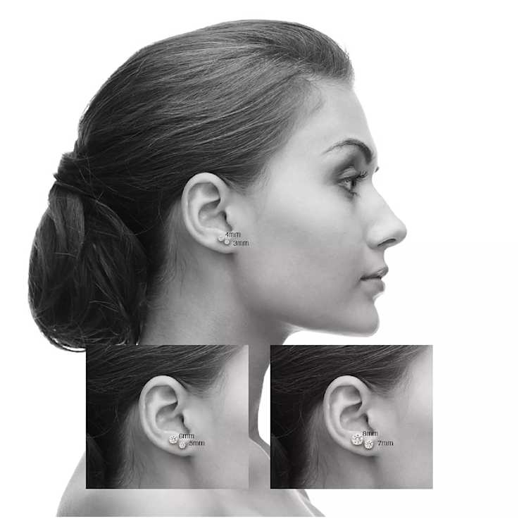 14k White Gold Cubic Zirconia Stud Earrings - 7MM