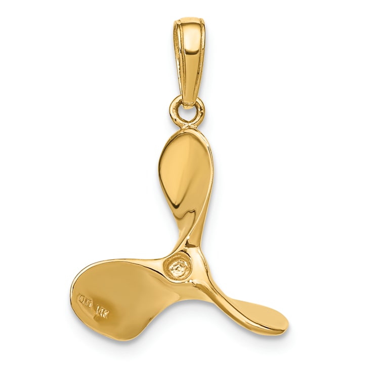14k Yellow Gold 3D Polished Propeller Pendant