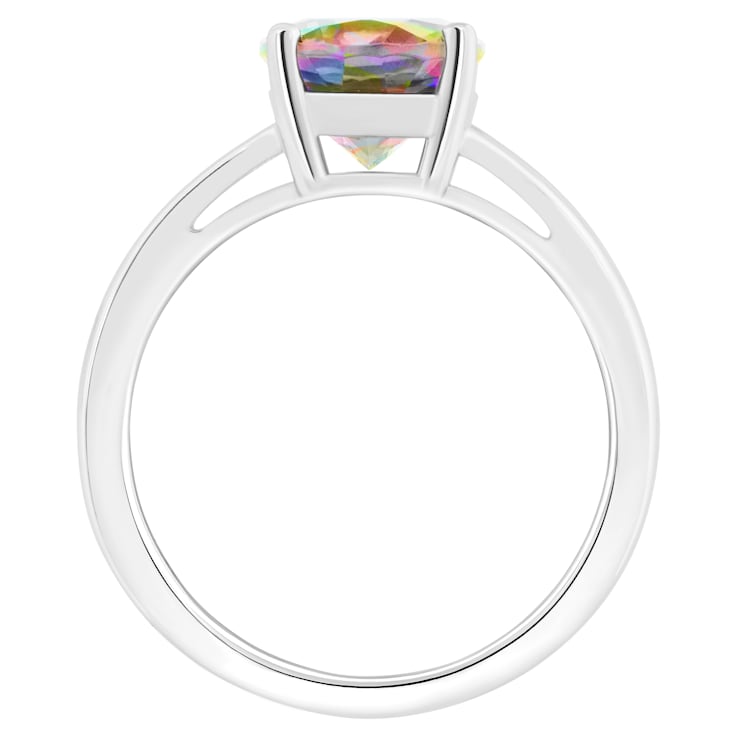 10x8mm Oval Mystic Topaz Rhodium Over Sterling Silver Ring