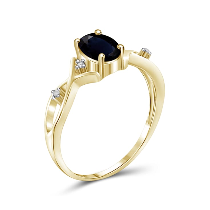 Black Sapphire 14K Gold Over Sterling Silver Ring 1.00ctw