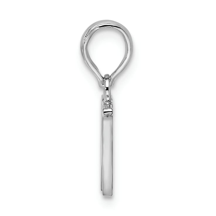 Sterling Silver Polished Block Initial -W- Pendant