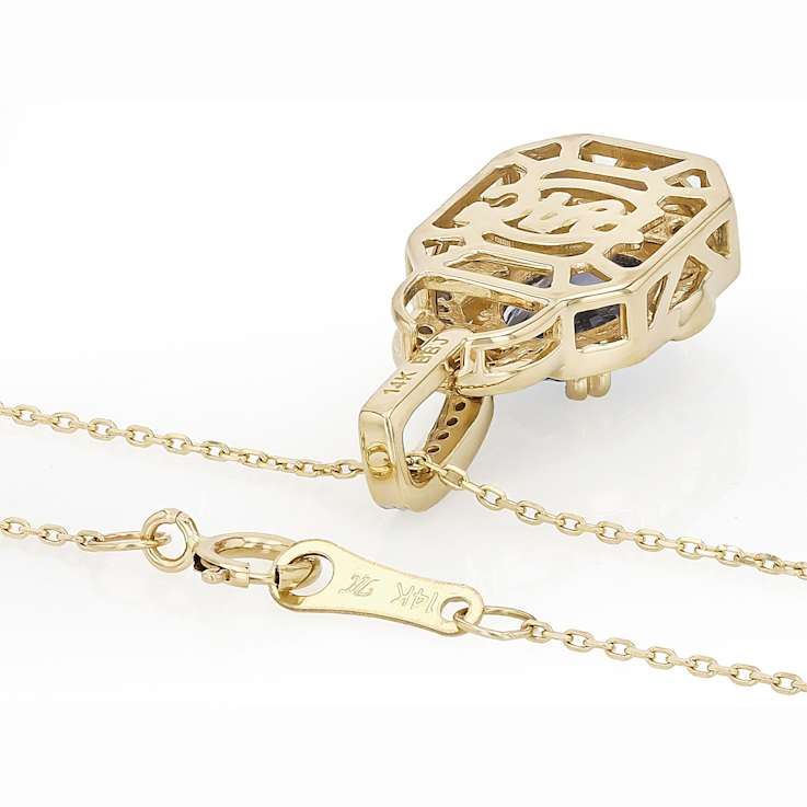 Ceylon Sapphire And Diamond Pendant Necklace In 14K Gold