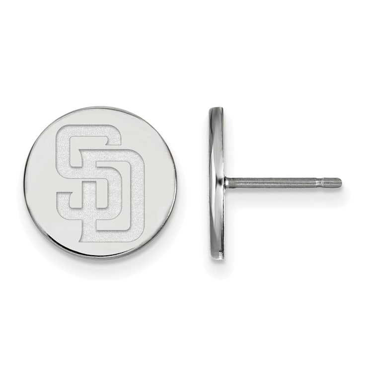 Rhodium Over Sterling Silver MLB LogoArt San Diego Padres Post Earrings