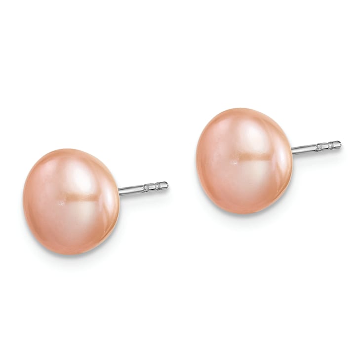 Rhodium Over Sterling Silver 7 Pairs 8-9mm Freshwater Cultured Pearl
Stud Ear Set