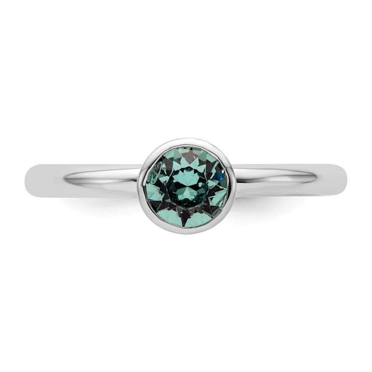 Sterling Silver Stackable Expressions High 5mm Blue Crystal Ring