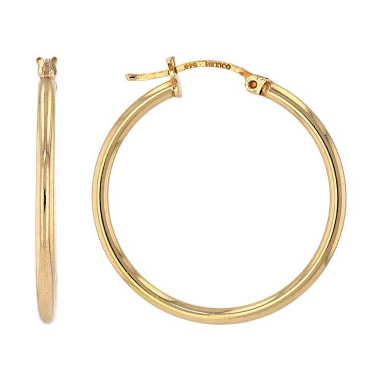 Classic Polished Hoop Earrings In 18K Gold Over Sterling Silver 1.0"