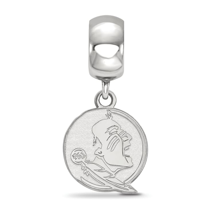Sterling Silver Rhodium-plated LogoArt Florida State University Small
Dangle Bead