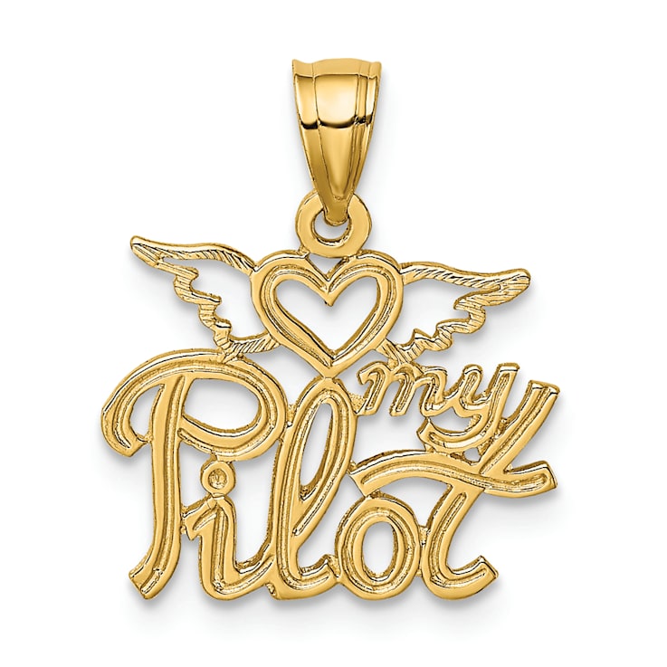 14k Yellow Gold Textured Love (Heart) My Pilot Charm