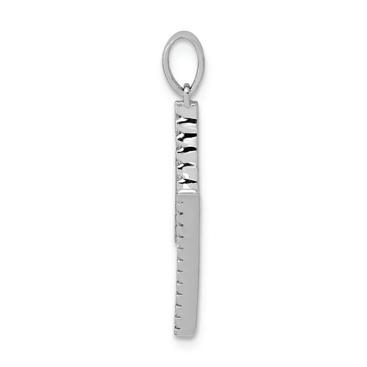 Rhodium Over 14K White Gold Diamond Letter M Initial Pendant
