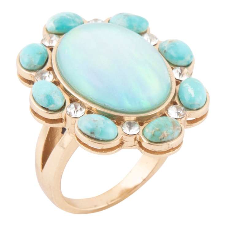 Barse Jewelry Aurora Blue Opal Golden Statement Ring