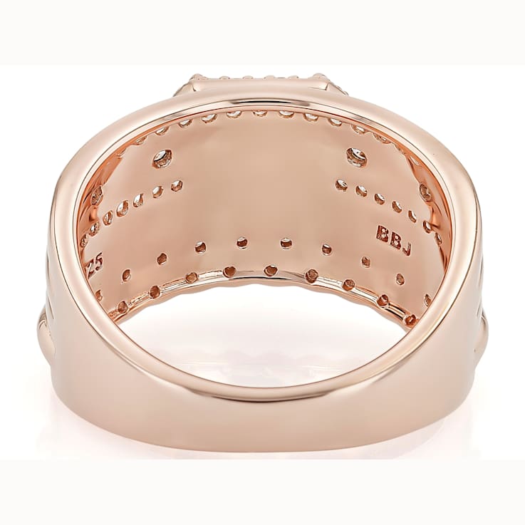 Morganite Rectangular Octagonal And White Zircon Ring In 18K Rose Gold
Over Sterling Silver 1.41ctw