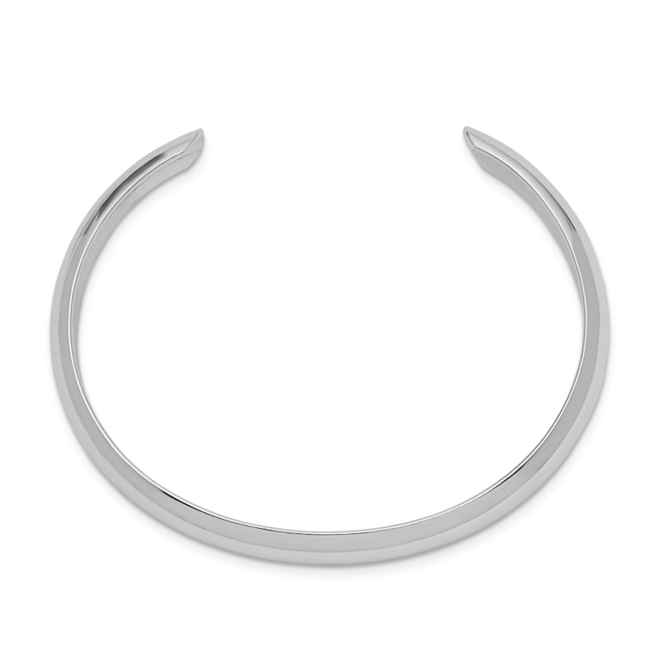 Rhodium Over Sterling Silver Polished and Domed 6mm Children's Cuff Bangle