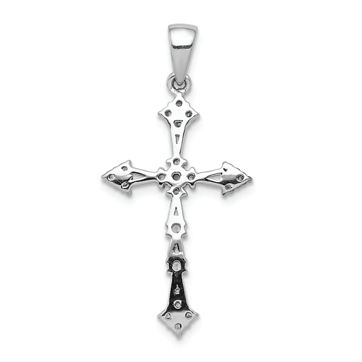 Rhodium Over 14k White Gold Diamond Cross Pendant